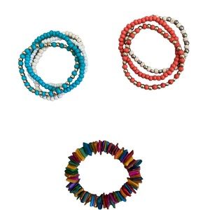 Set of 8 Beaded Stretch Bracelets Fits All Lot